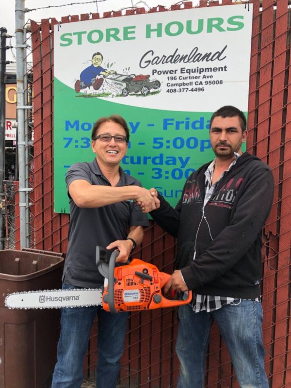 Juan Carlos Perez for winning a new Husqvarna 450 Rancher chainsaw and supporting Brian Santo's fight against cancer